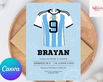 Argentina soccer birthday invitation