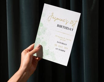 21st Birthday Invitation Template -Editable Canva Template – Instant Download