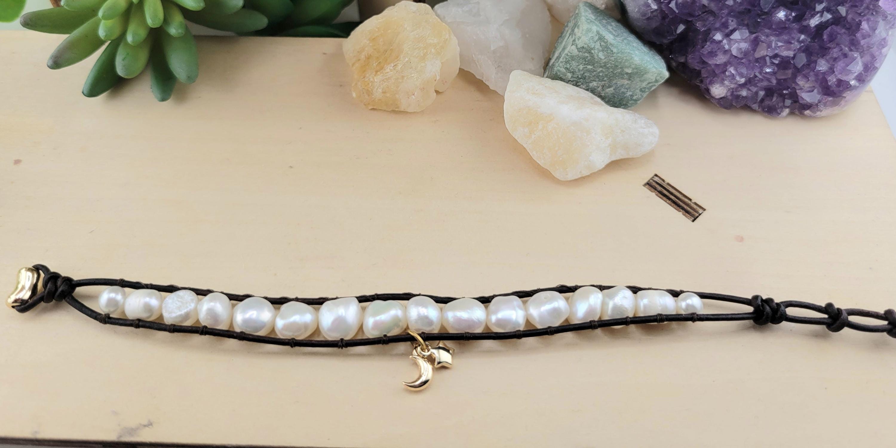 FANCY SHINY Braccialetti avvolgenti in pelle con perline di