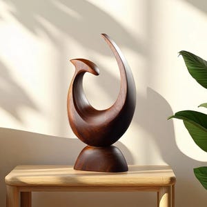 Handcrafted Wooden Wave Sculpture: Abstract Wood Carving, Modern Home Décor, Minimalist Art, Handmade Statue for Office & Living Room