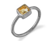London Manori Square Citrine Sterling Silver RING