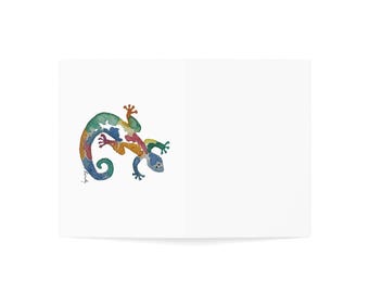 Colorful Gecko Greeting Cards - Perfect for Birthdays, Thank You Notes, Eco-Friendly, Blank Inside, 1-50 Packs, 4.5 in x 5.5 in