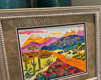 Donkey in the bright desert watercolor