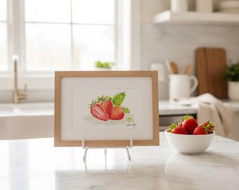 Fresh strawberries watercolor