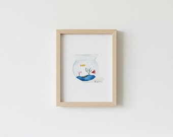 Watercolor fish bowl