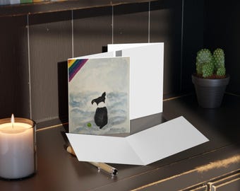Dog Sympathy Card, Pet Loss Grief, Rainbow Bridge Art (4.25" x 5.5")