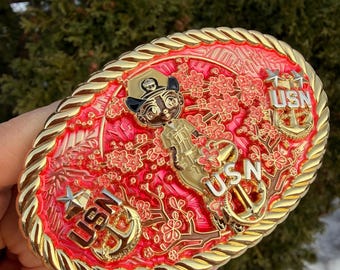 Lady Goat USN Riveted Belt Buckle | Military Retirement Gift