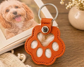 Personalized Pet Memorial Keychain, Custom Pet Fur Keepsake, Engraved Dog or Cat Hair Holder, Pet Loss Sympathy Gift