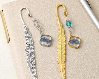 Personalized Birthstone Feather Bookmark, Minimal Leaf Bookmark Gift for Her, Custom Birthstone Gift, Book Lover Gift