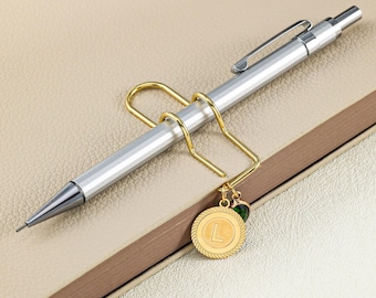 Pen Clip Bookmark with Birthstone & Initial, Cross Metal Bookmark, Minimalist Book Lover Gift