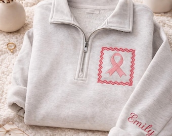 Brustkrebs-Aufblick-Sweatshirt: Besticktes Band Geschenk