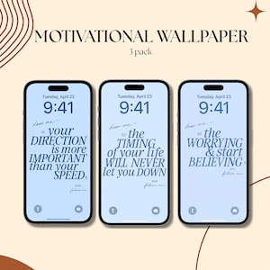 Motivational Phone Wallpaper 3 Pack Blue Aesthetic Quotes Digital Download Lock Screen iPhone Wallpaper 4k wallpaper download ios Aesthetic
