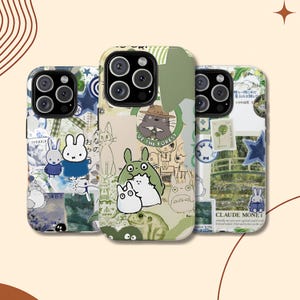 Miffy Japanese Mood Board Phone Case Totoro Anime Collage Cover for iPhone & Samsung Kawaii Japanese Aesthetic Case 16 15 14 X Plus S24 S23