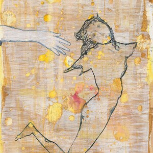 Free woman painting on canvas board