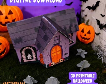 3D Printable Spooky House Craft | DIY Halloween Paper Toy Haunted Cottage, Digital Download