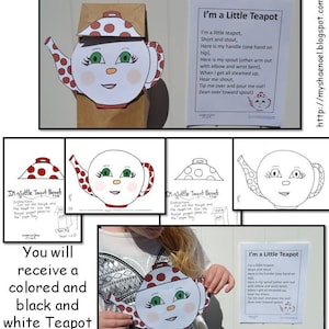 I&#39;m a Little Teapot Puppet Art Project and I&#39;m a Little Teapot Nursery Rhyme Poster