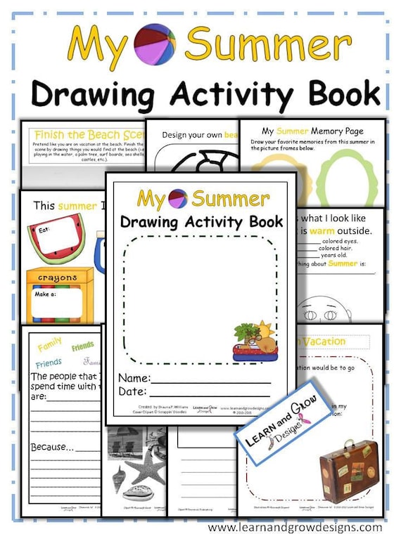 My Summer Drawing Writing And Activity Book For Kids Etsy