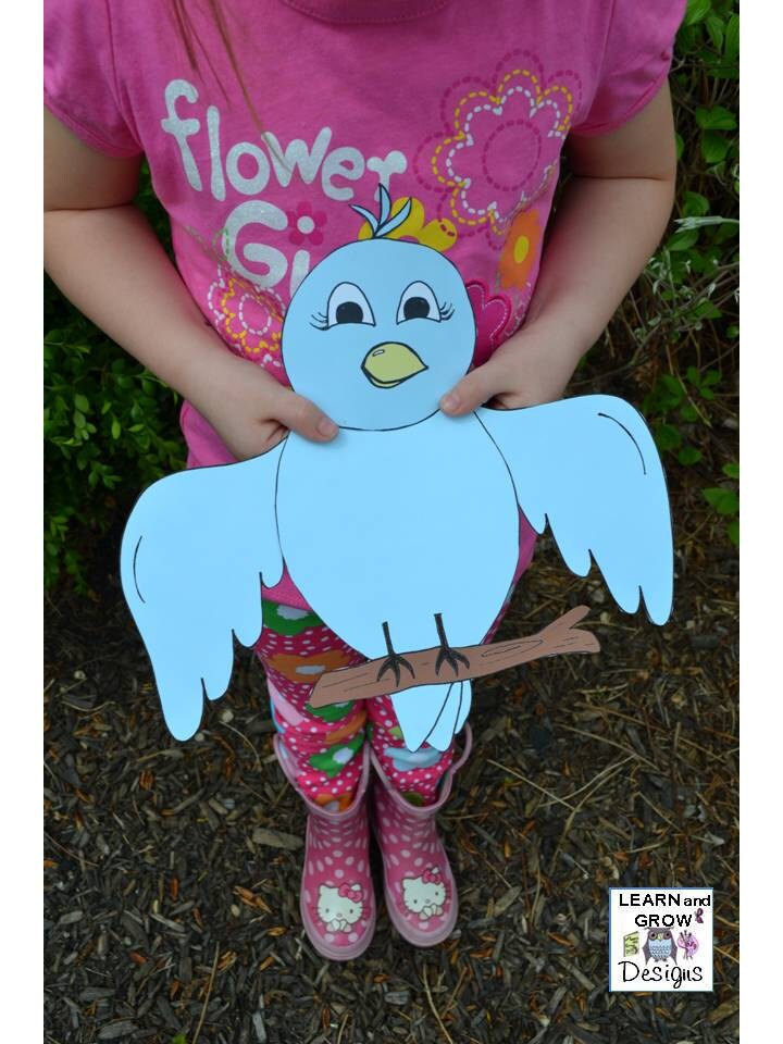 The Little Bird Printable Puppet black and White and Colored Version