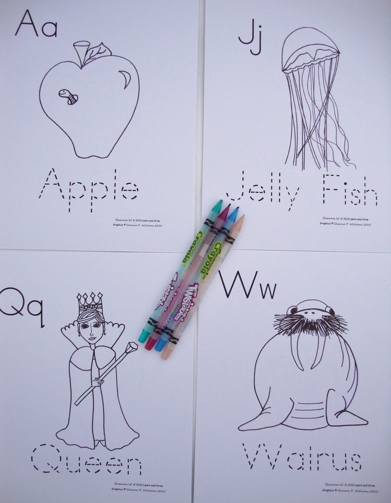 Printable Alphabet Coloring Book with Traceable Words image 2
