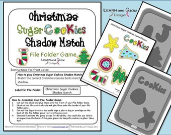 Christmas Sugar Cookies Shadow Match File Folder Game