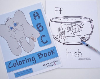 Livre de coloriage alphabet imprimable avec des mots traçables