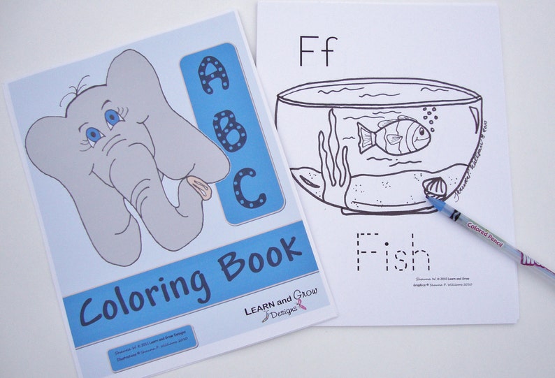 Printable Alphabet Coloring Book with Traceable Words image 1