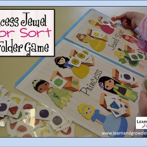 Princess Jewel Color Sort File Folder Game image 4