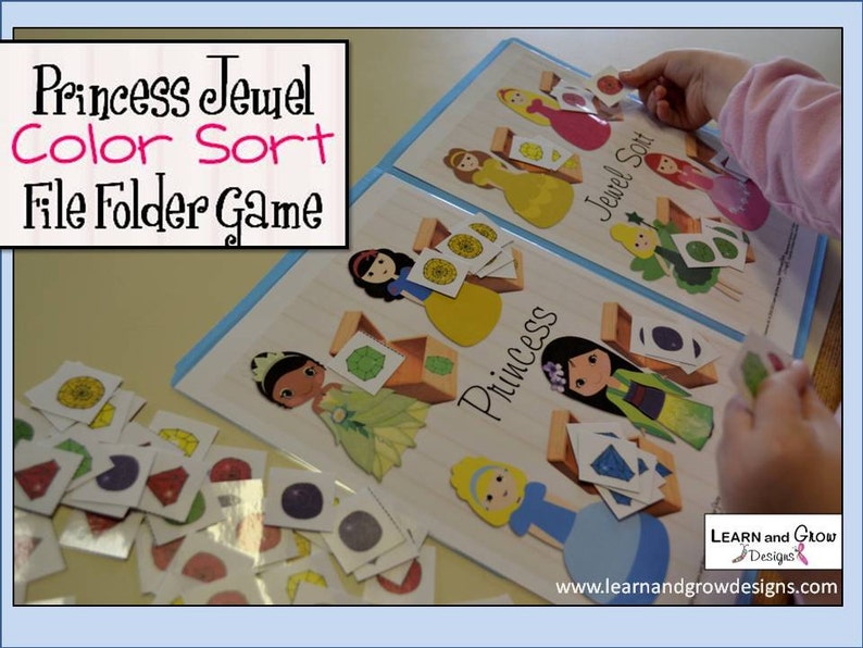 Princess Jewel Color Sort File Folder Game image 4