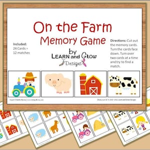 On the Farm Memory Game - Etsy