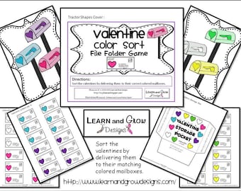 Valentine Color Sort File Folder Game