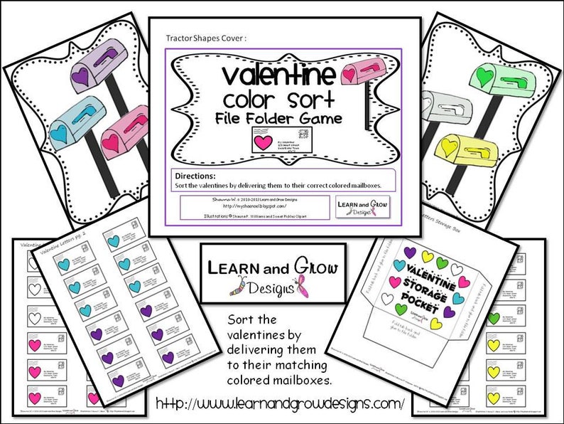 Valentine Color Sort File Folder Game Etsy