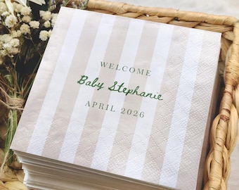 Personalized Baby Shower Napkins, Welcome Baby Napkins, Custom Baby Shower Cocktail Napkins, Minimalist Guest Towels, Baby Shower Favor