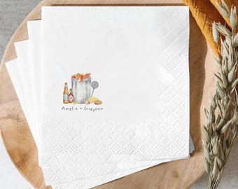 Personalized Seafood Boil Cocktail Napkins, Custom Crawfish Wedding Napkins, Crab Boil Beverage Napkins, Coastal Guest Towels Favor