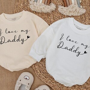 I Love My Daddy Baby Romper Short Sleeves, Baby Boy Clothes, Father&#39;s Day Outfit, Baby Romper, Baby bodysuit, Sweatshirt Bubble Romper