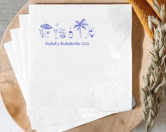 Personalized Italian Bachelorette Napkins, Amalfi Coast Bachelorette Party Napkins, Custom Bridal Shower Cocktail Napkins, Italy Theme