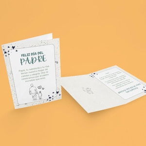 Sweet Spanish Father’s Day Card with Stars and Heartfelt Message from Child, Thoughtful Card for a Loving Dad