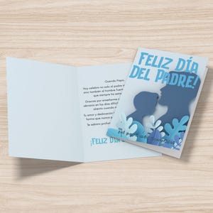 Tarjeta Día del Padre para Papá de Hijo – Diseño Emotivo con Silueta Azul y Carta de Amor – Regalo Especial para Papá