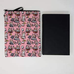 Cute cat book sleeves in 3 cozy reading designs | Padded zippered cover for books, Kindle or tablet | Gift for cat lover readers