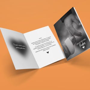Tarjeta Digital Día del Padre en Español | Imprimible con Foto en Blanco y Negro | Mensaje Emotivo para Papá
