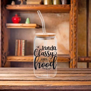 Sarcastic Iced Coffee Glass Cup: Funny Snarky Gift with Bamboo Lid & Straw
