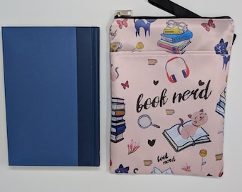 Protège-livres chat rose : pochette rembourrée avec fermeture éclair