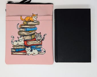 Protège-livres chat avec poche zippée : protège-livre rembourré