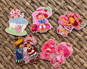 Strawberry Girl Flatback Cabochon Planar Charm Craft Embellishment For Badge Reels, Key chains, Charms