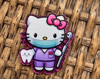 Dental Kitty crylic Flatback Cabochon Planar Charm Craft Embellishment For Badge Reels, Key chains, Charms