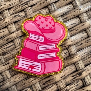 Stack of Pink Books With Cowboy Hat Acrylic Flatback Craft Embellishment