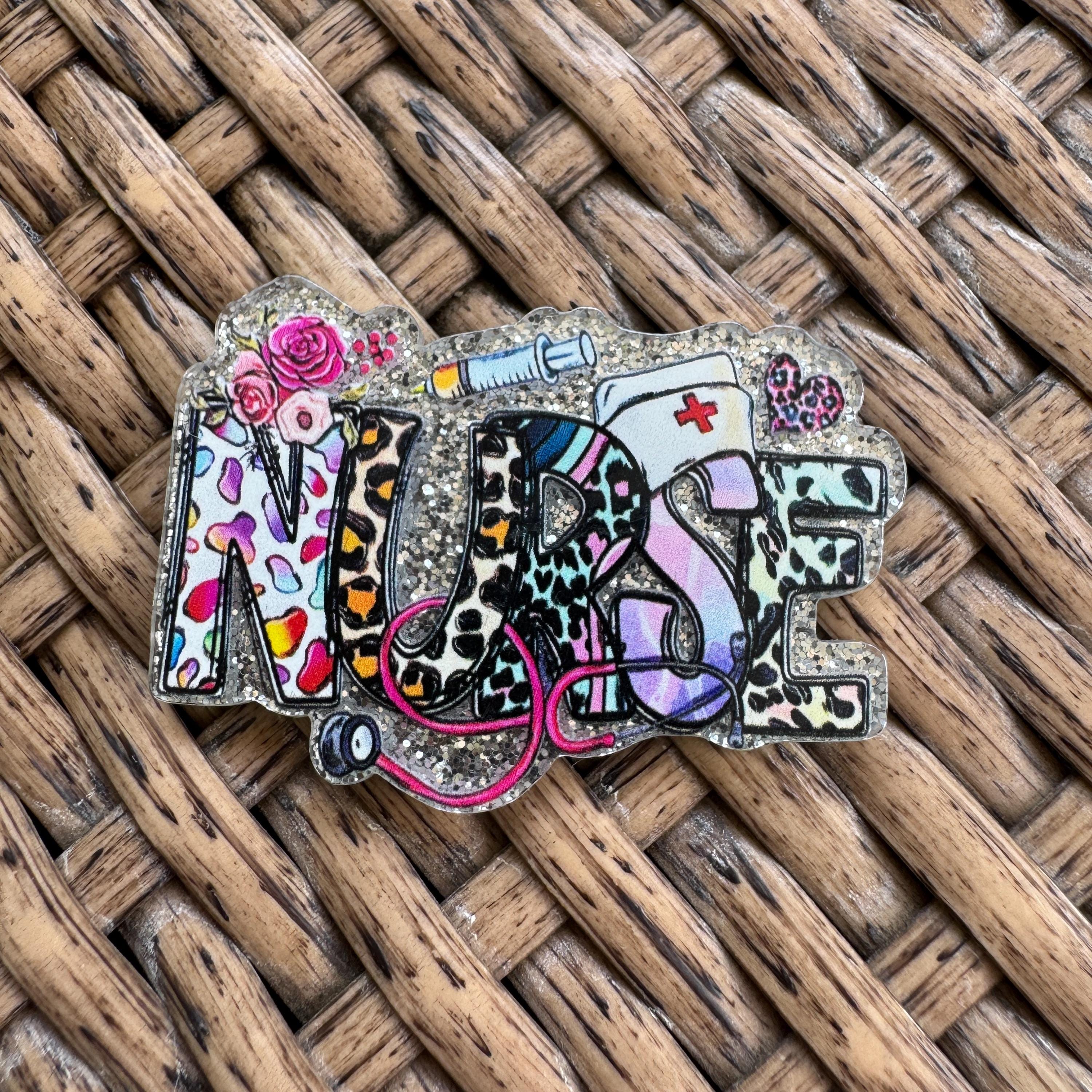 NURSE Flatback | Medical Badge Reel Topper | Craft Cabochon | Glitter | Planar | One Piece | Keychain Charm | Trendy DIY