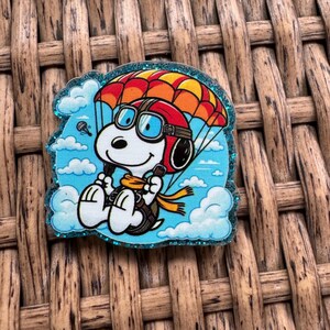 Acrylic Flatback, Cartoon, Snoopy, Dog, Cabochon, Planar, Glitter - Magnet, Keychain, Badge Reel, or Ventclip Trendy