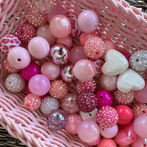 Pink Assorted Bead Mix: 20pc 20mm Bubblegum Rhinestone Beads