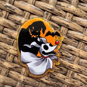 Acrylic Flatback Craft Supplies: Fall Halloween Ghost Dog with Boogie Man
