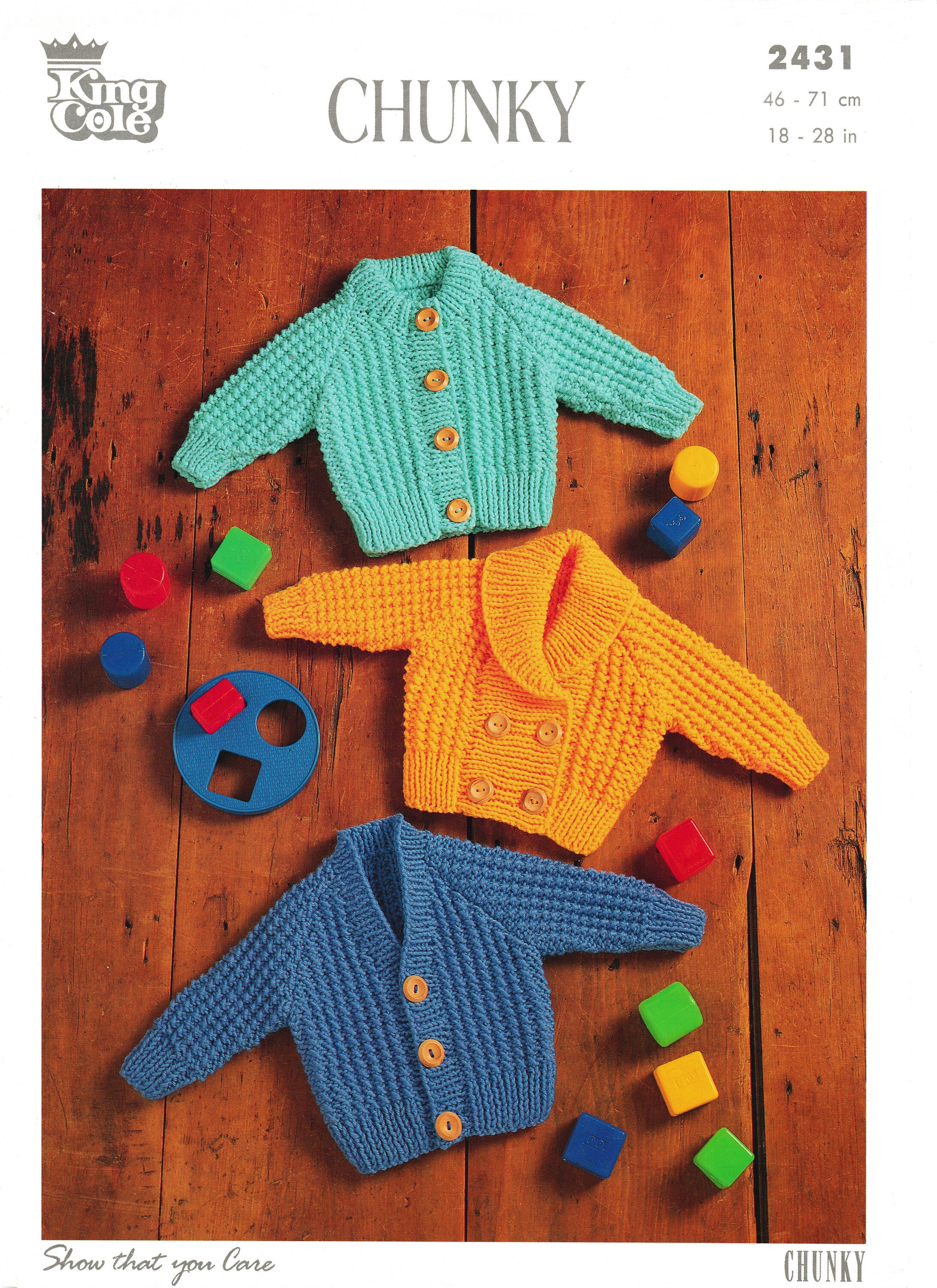 Baby Knitting Pattern Chunky Pram Sets Boys and Girls 18-28 pdf